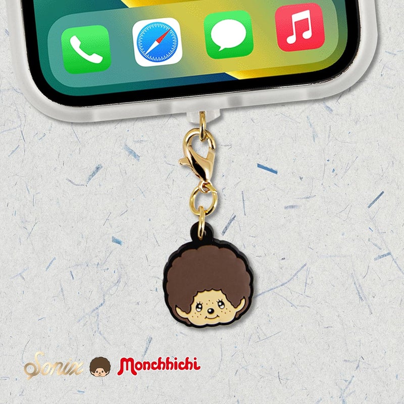 Sonix Dust Plugs - USB C + Lightning Compatible - Monchhichi Silicone Character Charging Port Charms (3 Pack) - Monchhichi, Pom Pom, Logo - Image 2